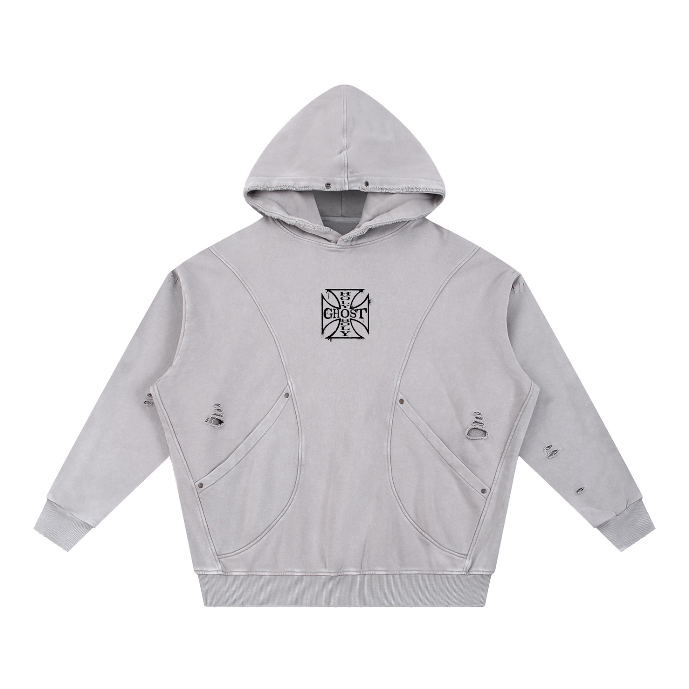 HOLYGHOST CRUSADER DISTRESSED HOODIE