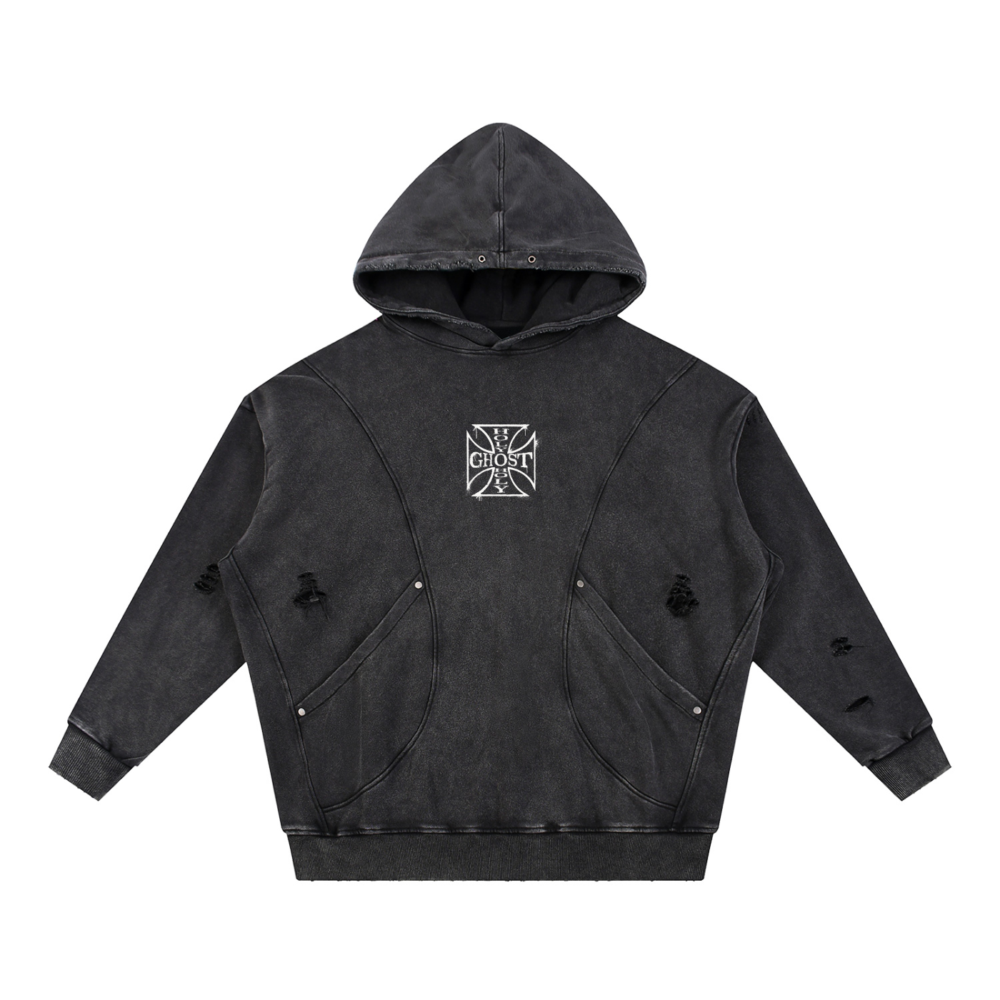 HOLYGHOST CRUSADER DISTRESSED HOODIE